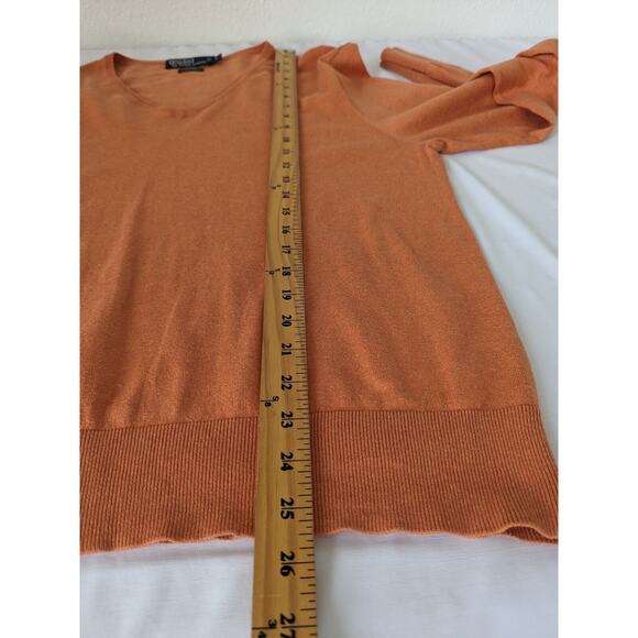 Vintage Polo Ralph Lauren Mens Sweater Cotton Cashmere Silk Orange Size Large - Picture 8 of 8